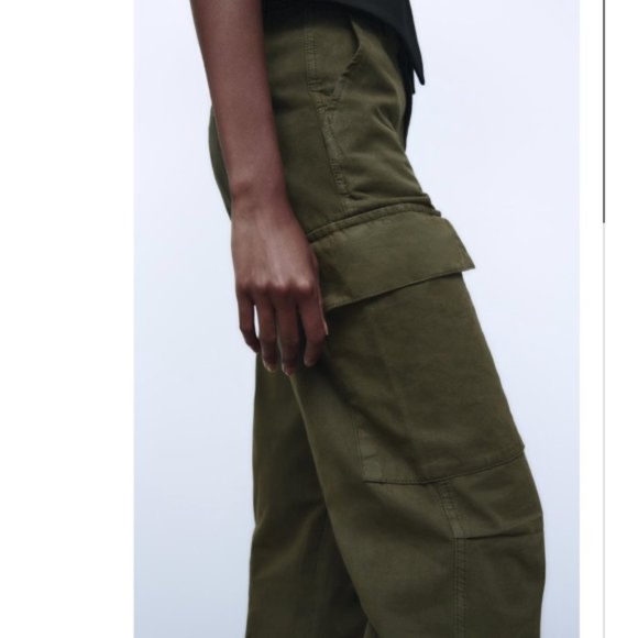 NWT ZARA THE CARGO STRAIGHT PANTS KHAKI - Picture 6 of 9